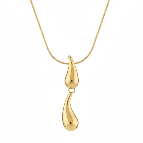 Abstract Gold Droplet Pendant Necklace